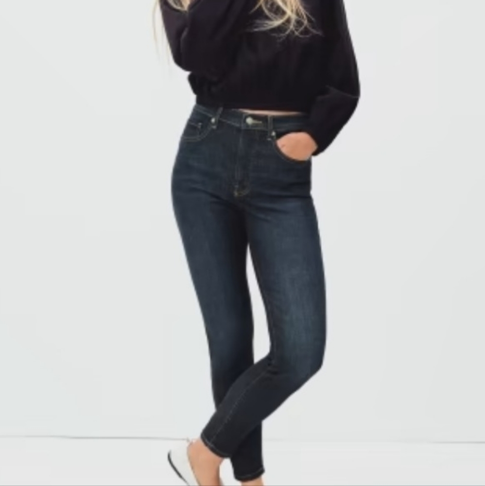 Everlane High Rise Skinny Denim Jean Size 32 Ankle Stretch